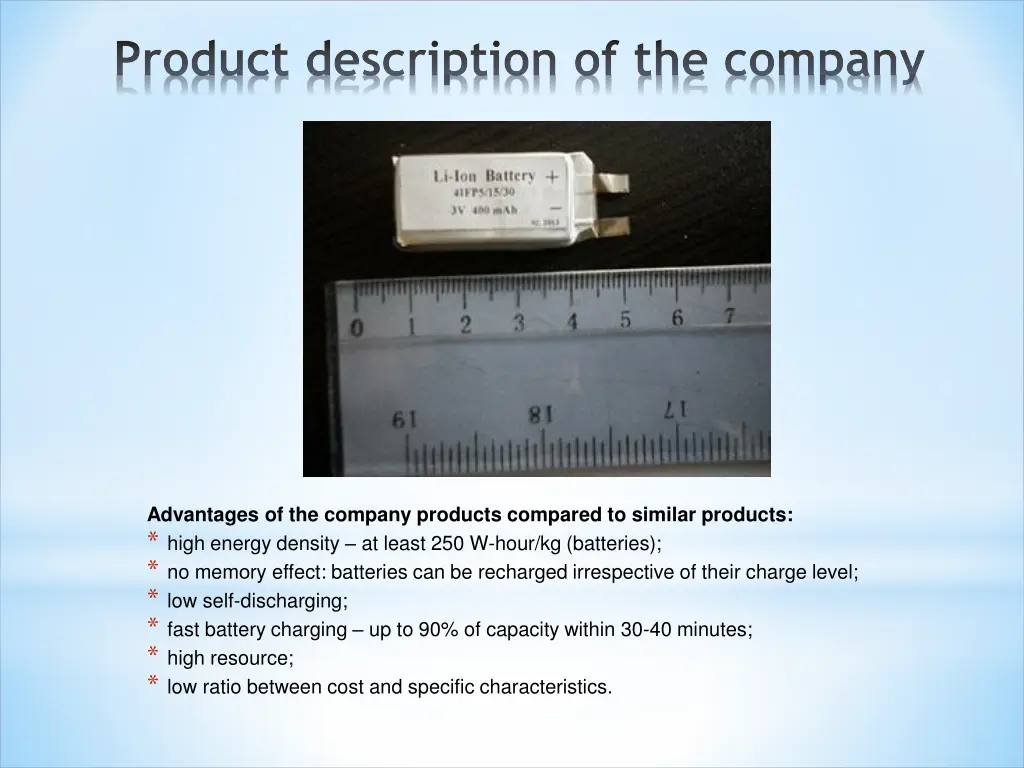 product description of the company