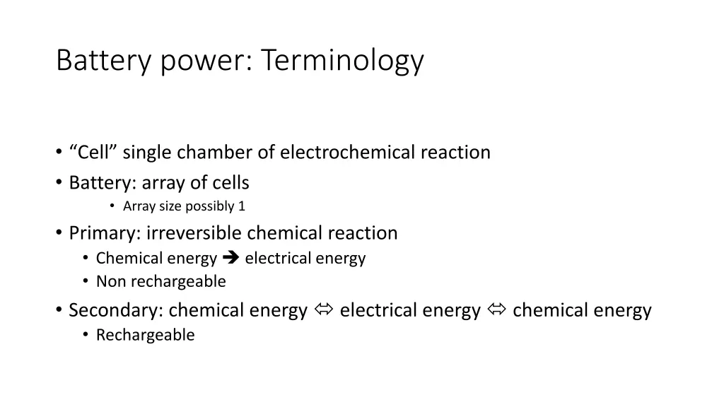 battery power terminology