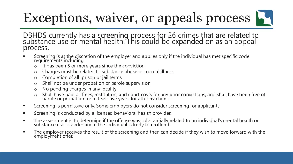 exceptions waiver or appeals process