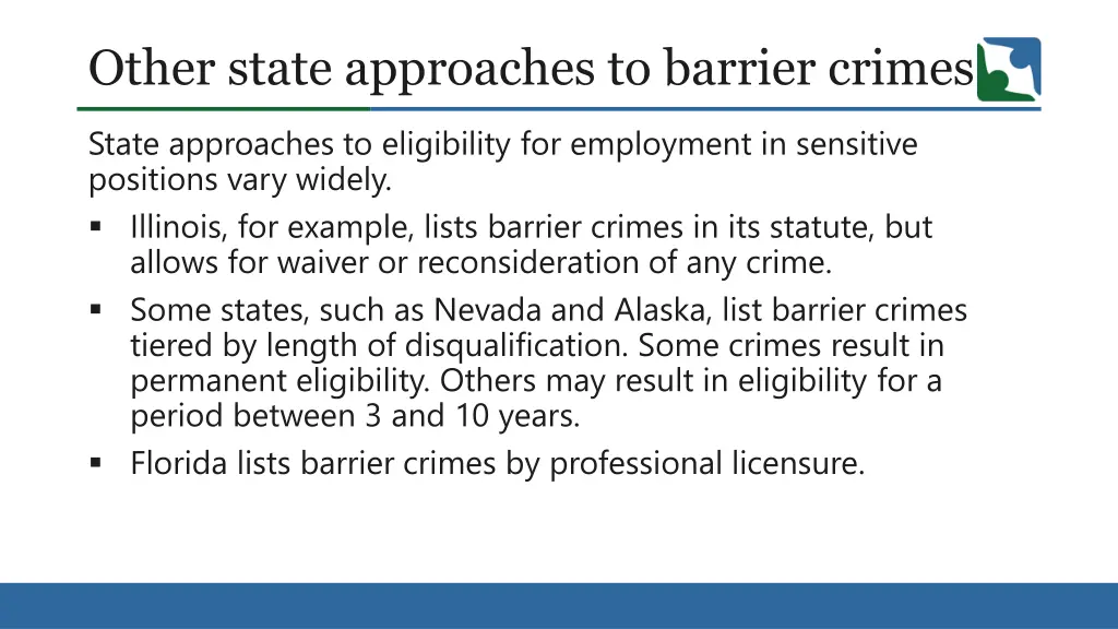 other state approaches to barrier crimes