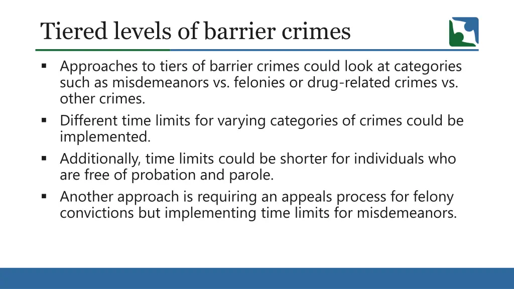 tiered levels of barrier crimes