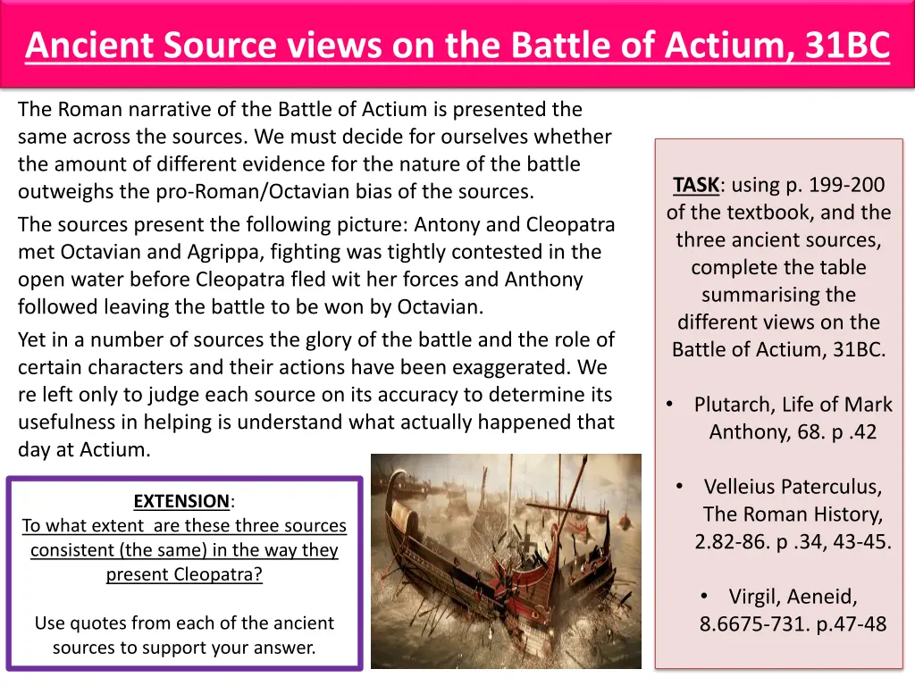 ancient source views on the battle of actium 31bc