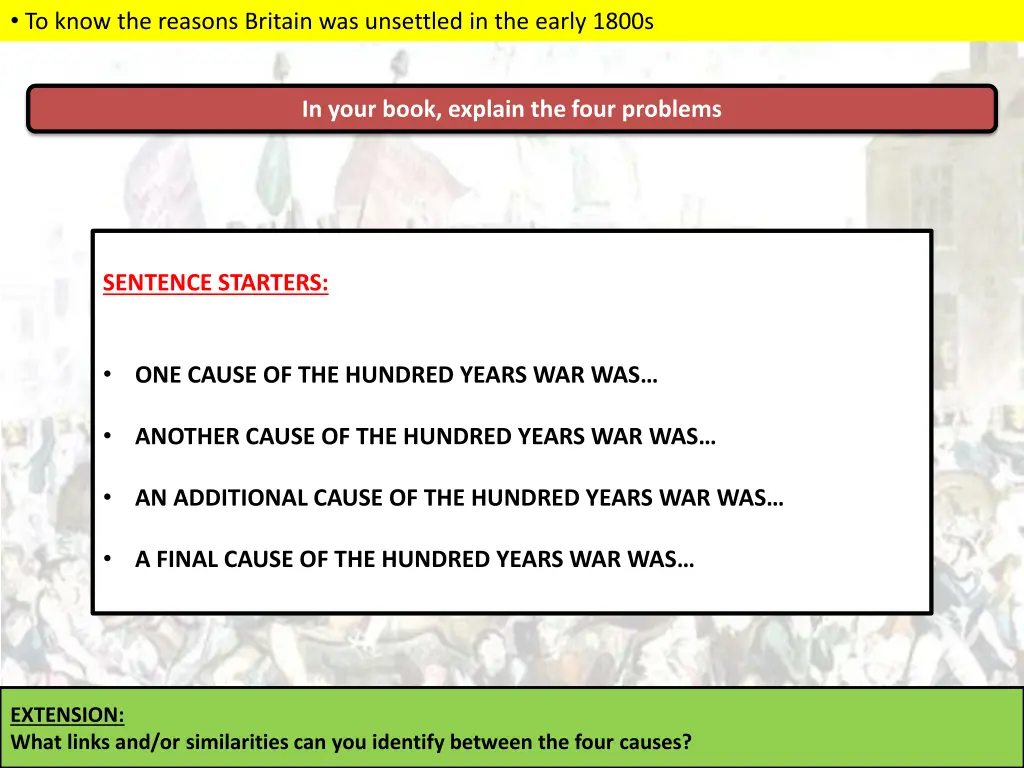 to know the reasons britain was unsettled