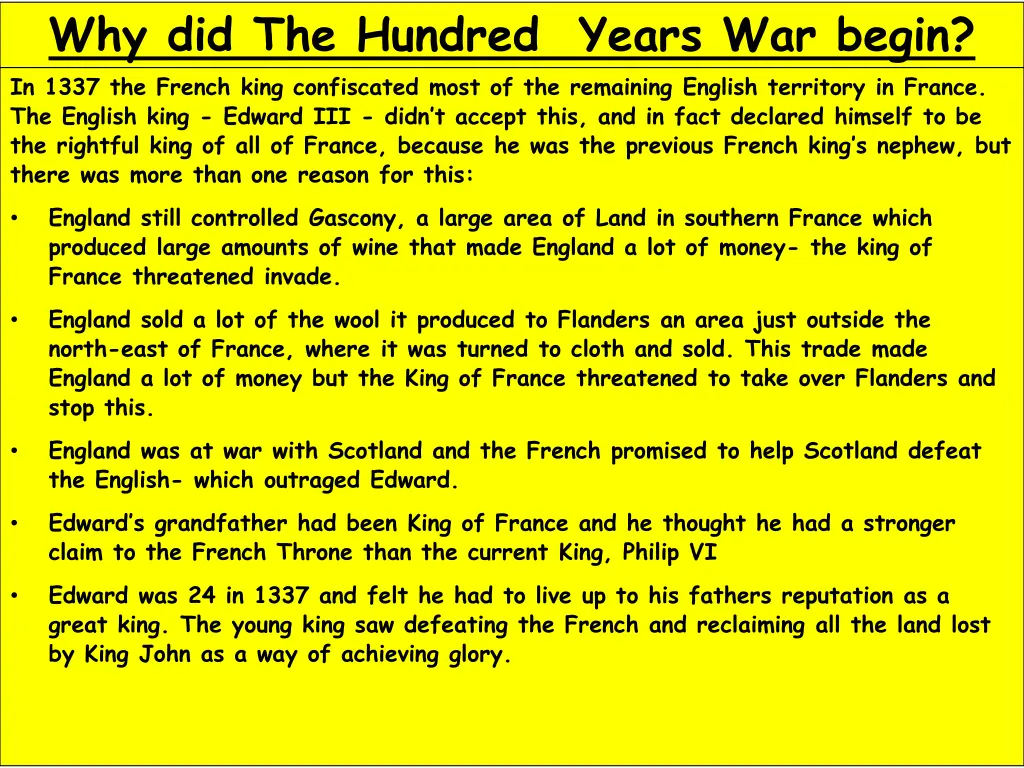 why did the hundred years war begin