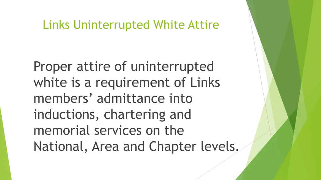 links uninterrupted white attire