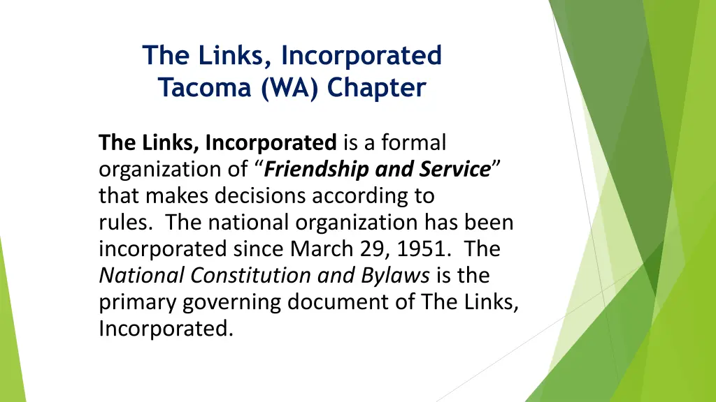 the links incorporated tacoma wa chapter 1