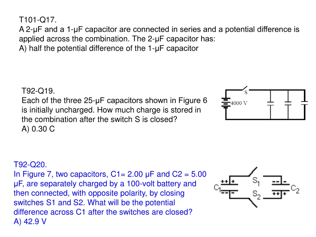 t101 q17 a 2 f and a 1 f capacitor are connected