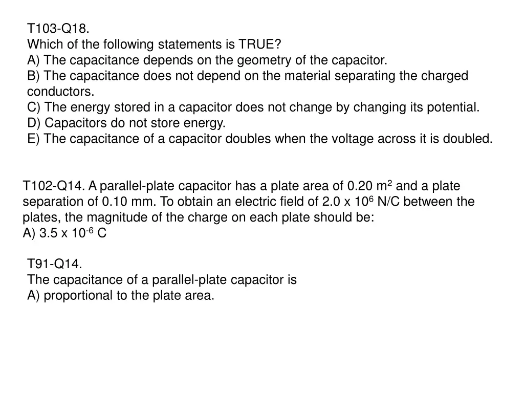 t103 q18 which of the following statements