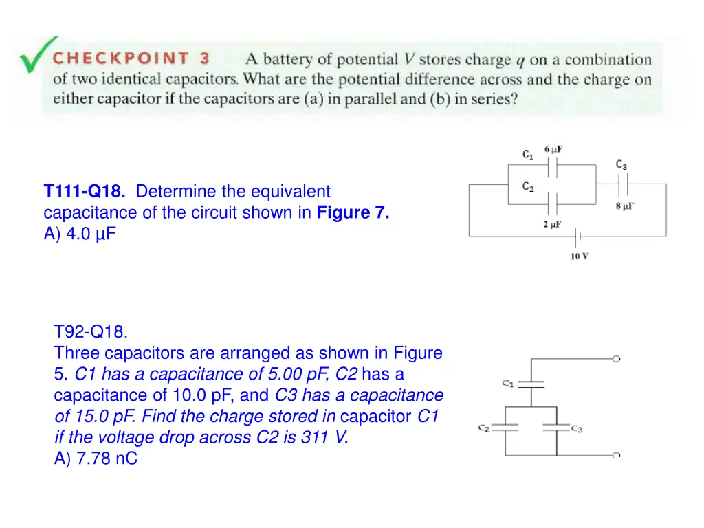 t111 q18 determine the equivalent capacitance