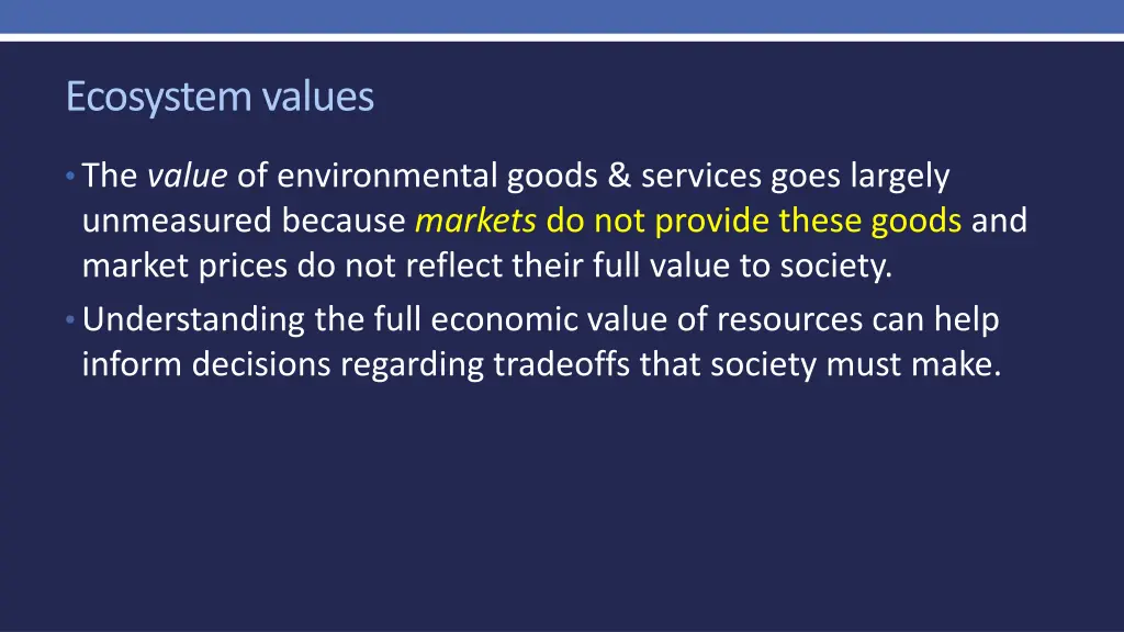 ecosystem values