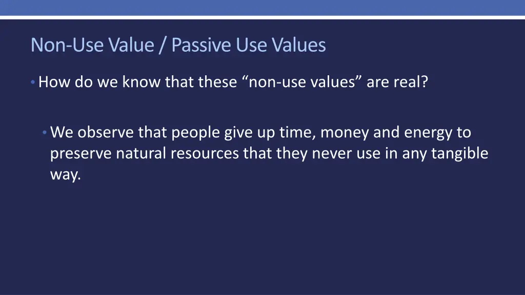 non use value passive use values