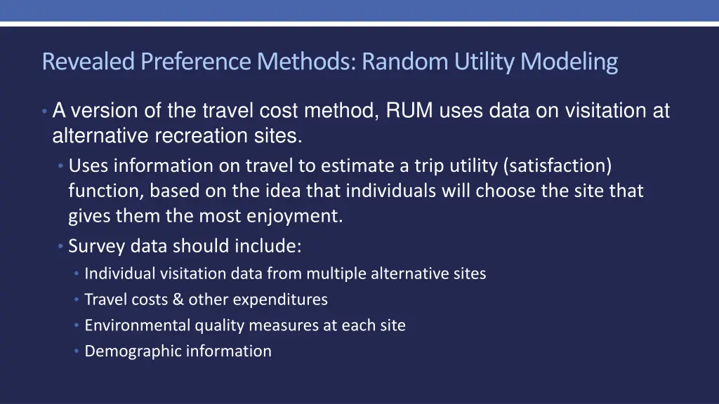 revealed preference methods random utility