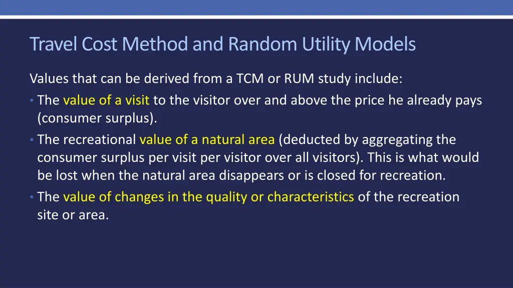 travel cost method and random utility models