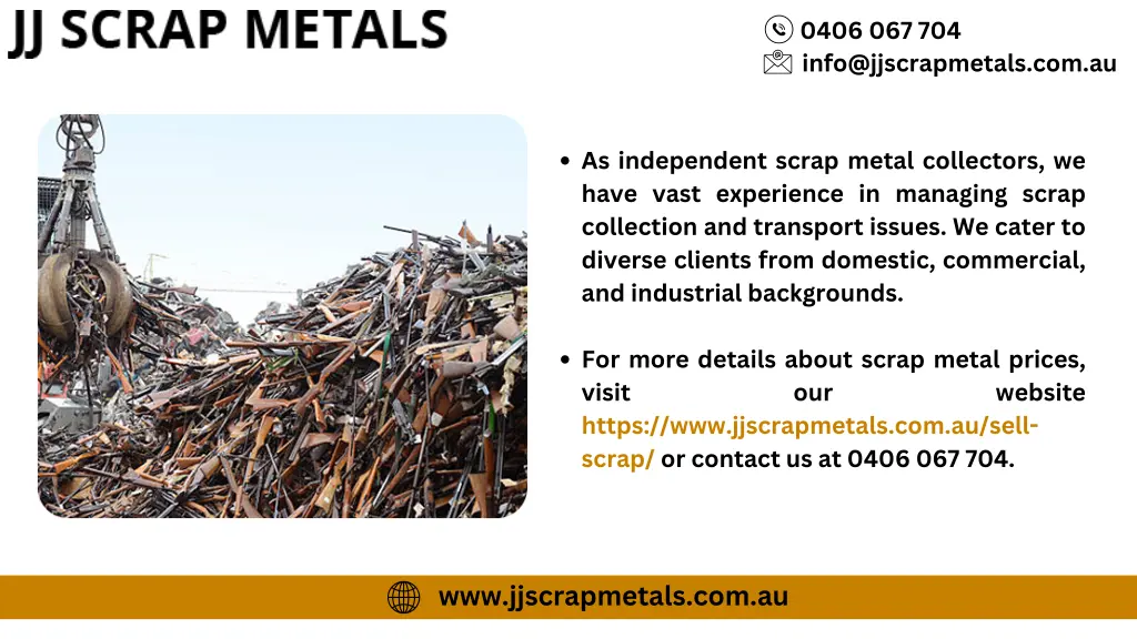 0406 067 704 info@jjscrapmetals com au 3