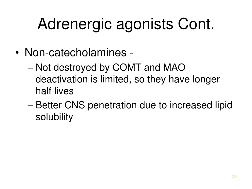 adrenergic agonists cont