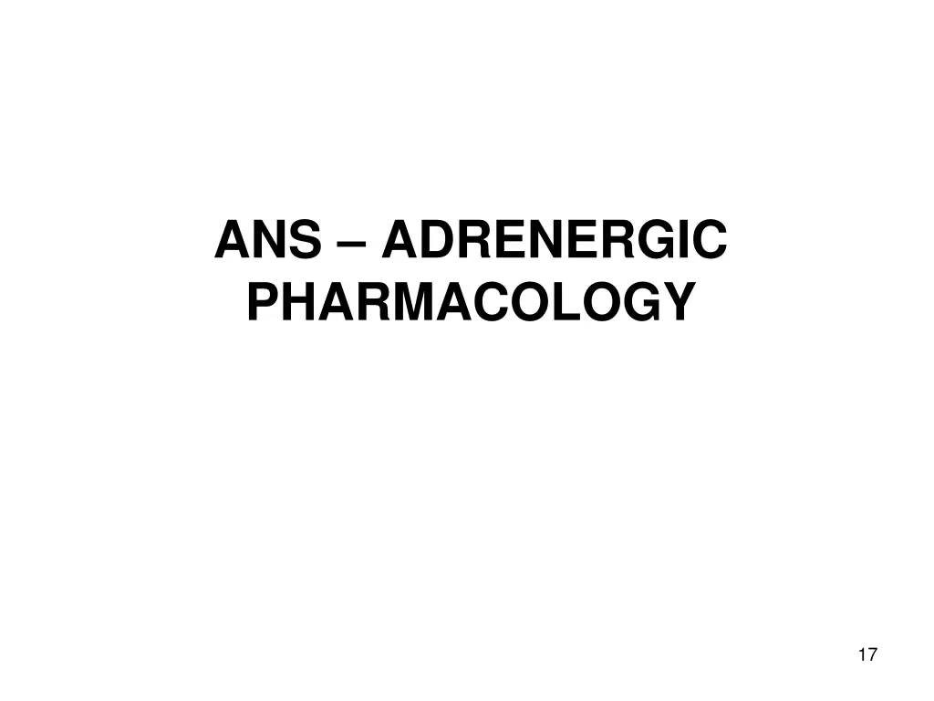 ans adrenergic pharmacology