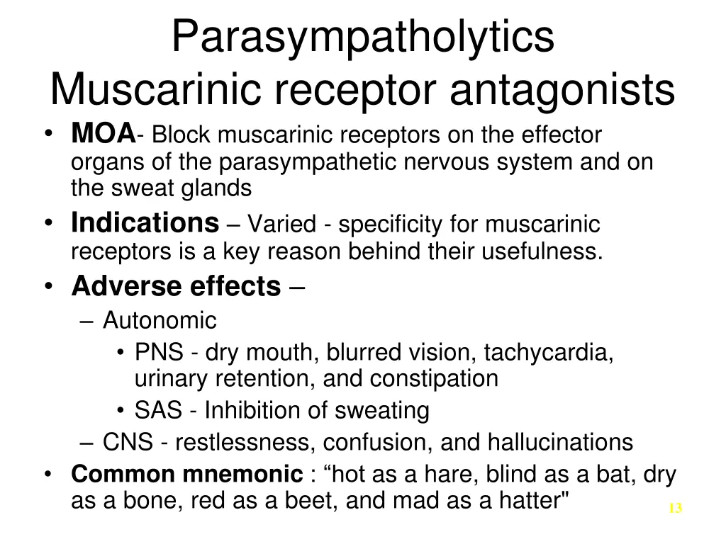 parasympatholytics muscarinic receptor