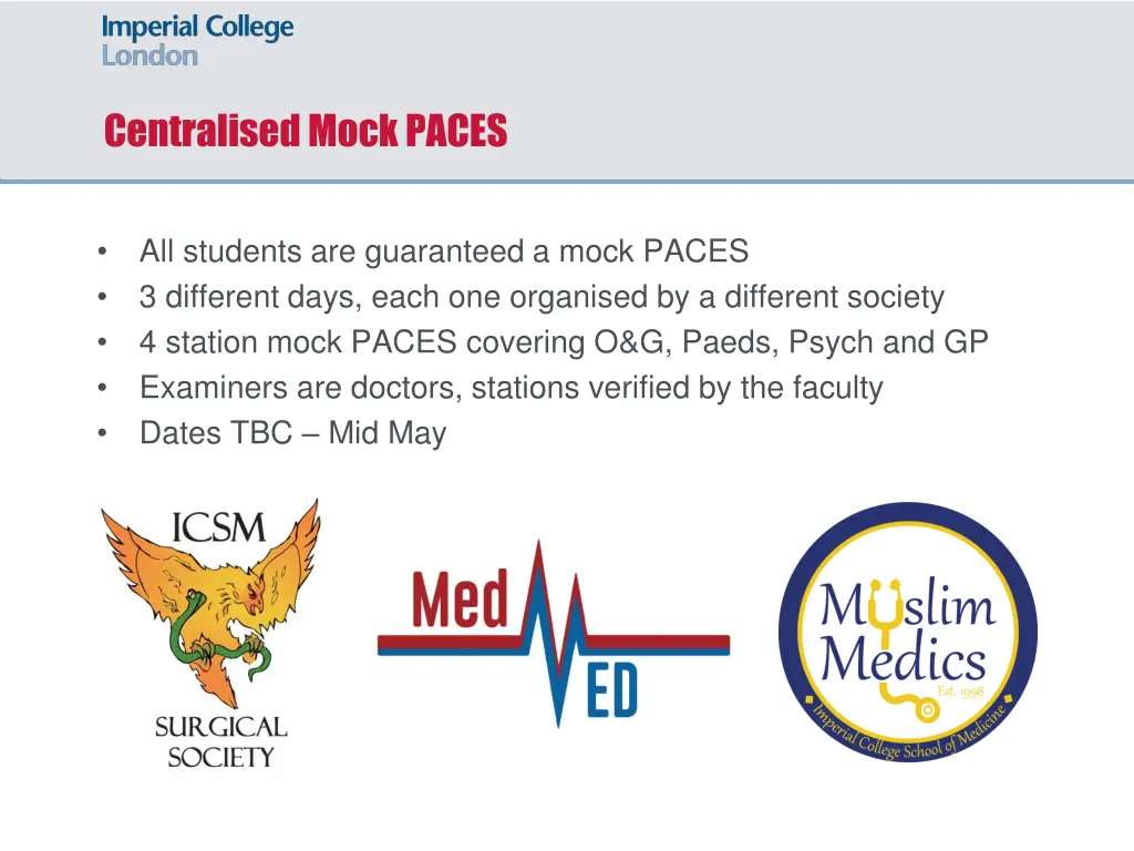 centralised mock paces