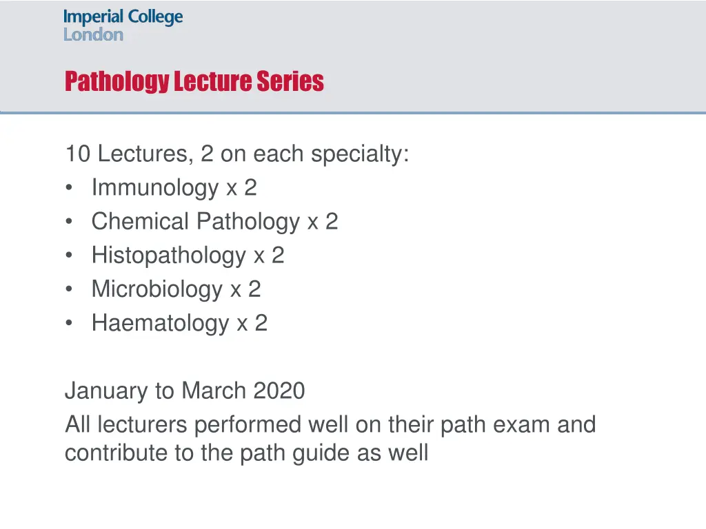 pathology lecture series