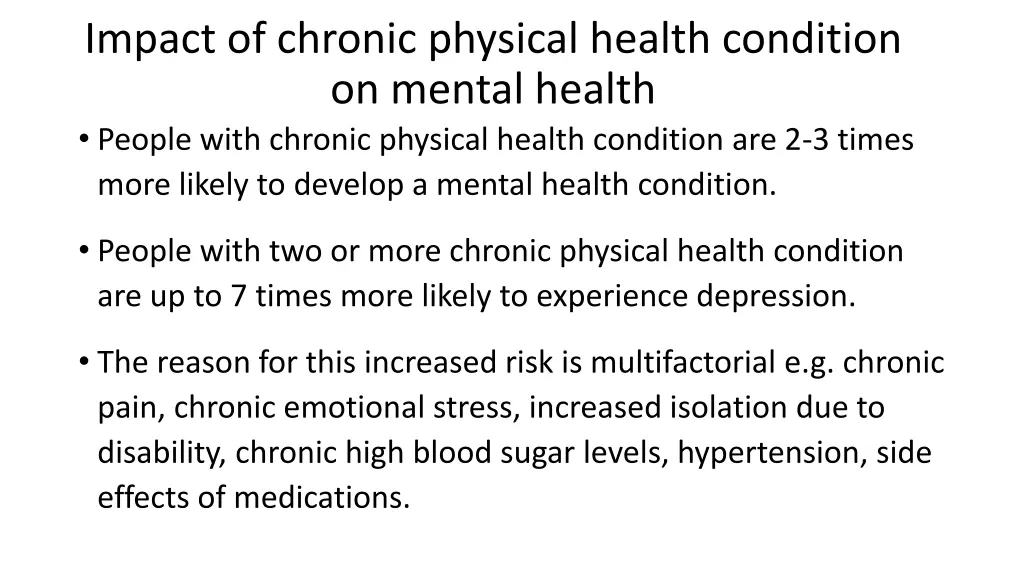 impact of chronic physical health condition