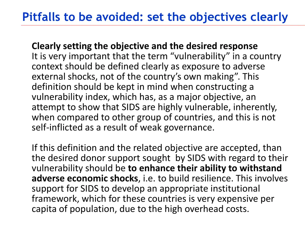 pitfalls to be avoided set the objectives clearly