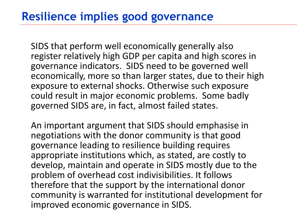 resilience implies good governance