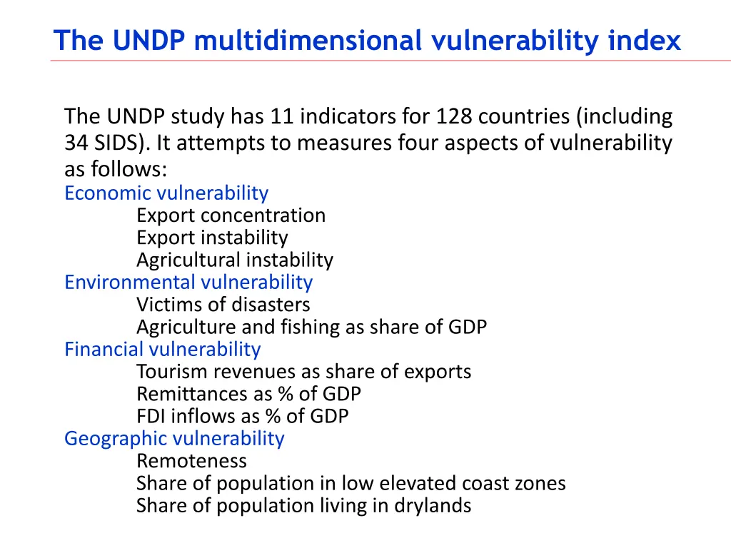 the undp multidimensional vulnerability index