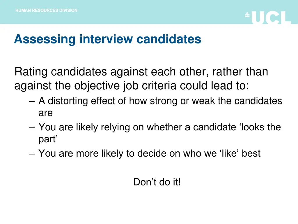 assessing interview candidates