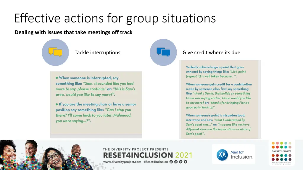 effective actions for group situations