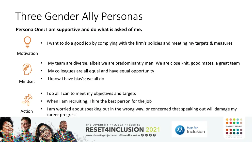 three gender ally personas