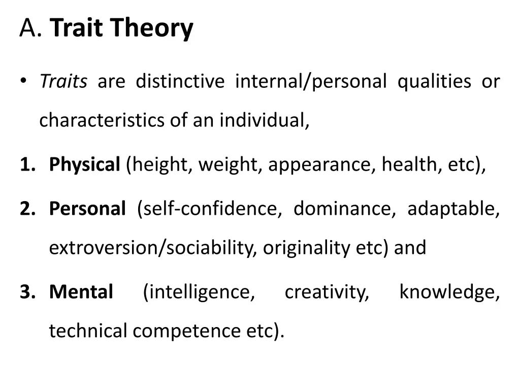 a trait theory