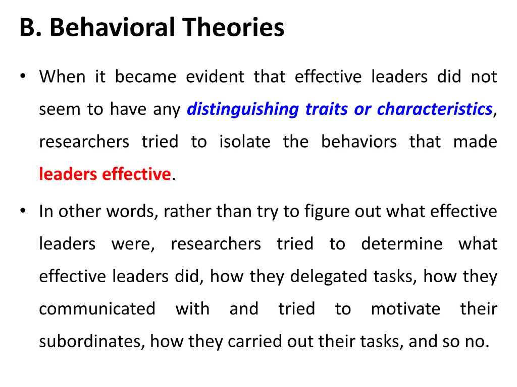 b behavioral theories