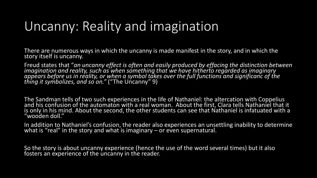 uncanny reality and imagination