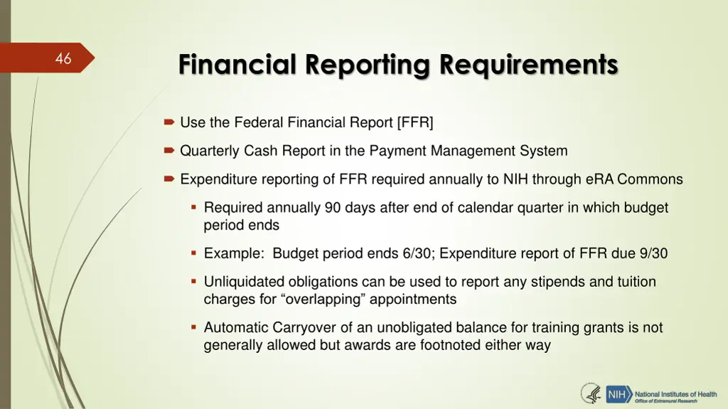 financial reporting requirements