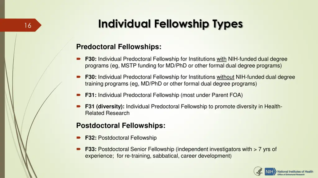 individual fellowship types