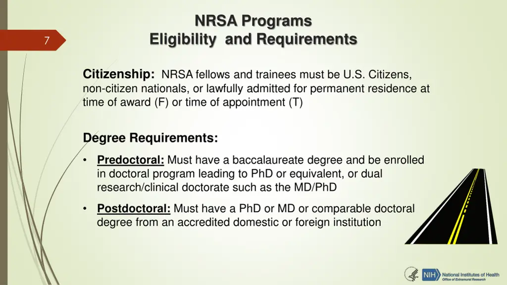 nrsa programs eligibility and requirements