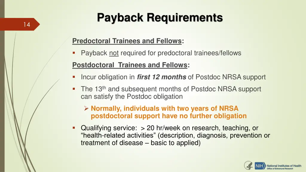 payback requirements