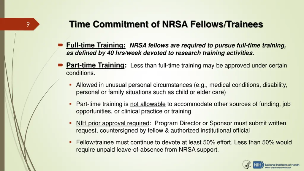 time commitment of nrsa fellows trainees