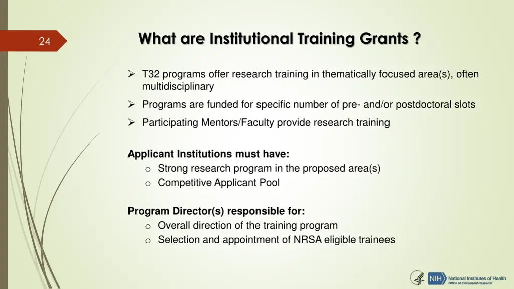 what are institutional training grants