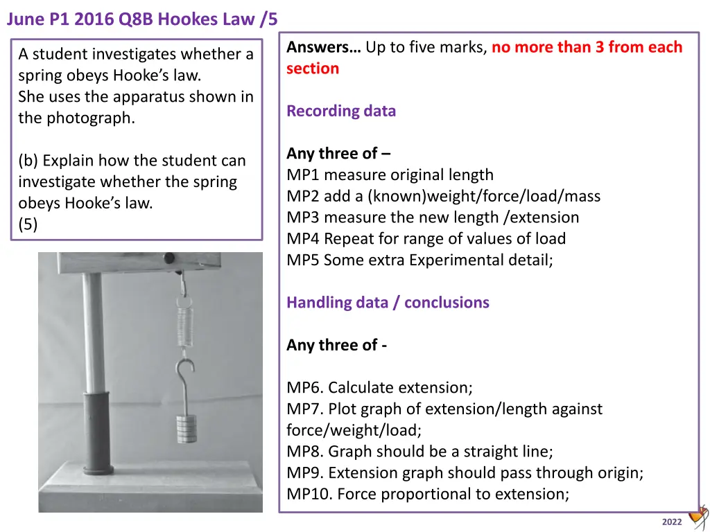 june p1 2016 q8b hookes law 5