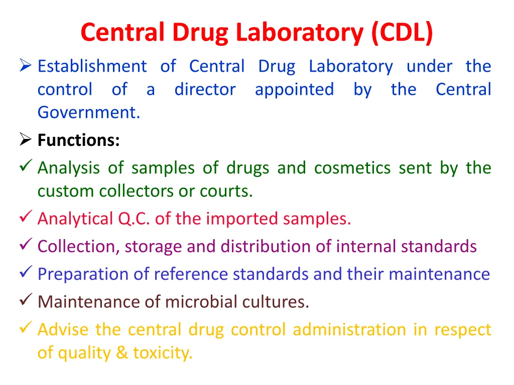 central drug laboratory cdl establishment