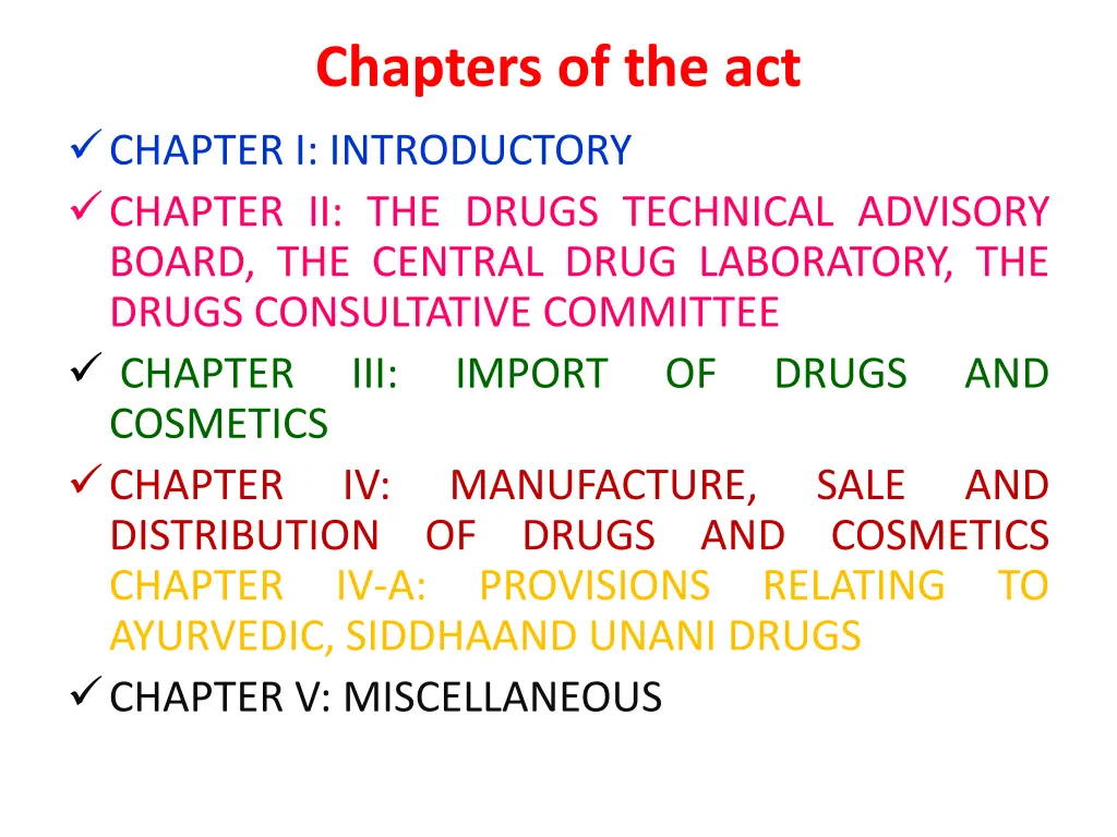 chapters of the act