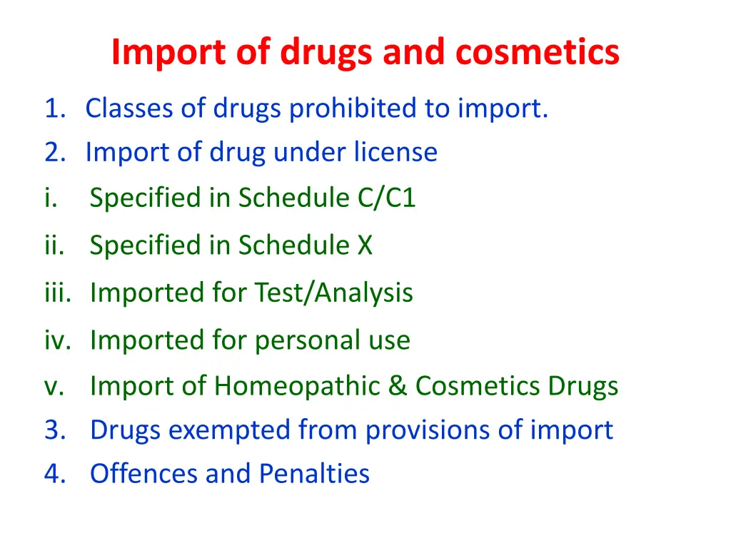 import of drugs and cosmetics