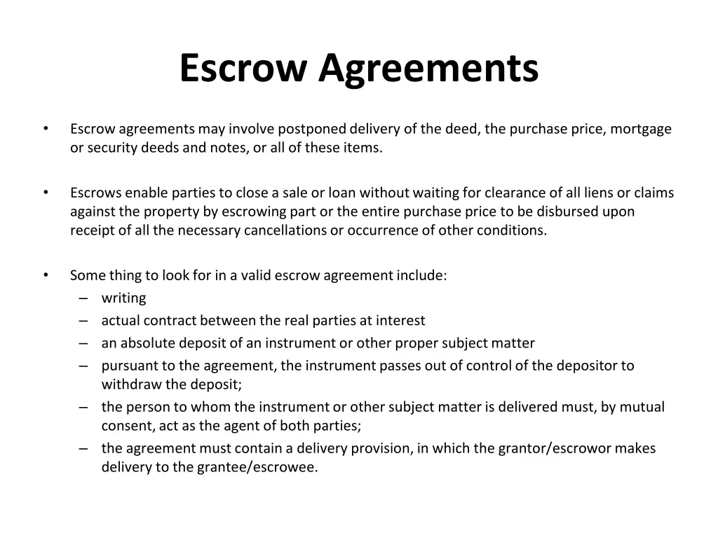 escrow agreements