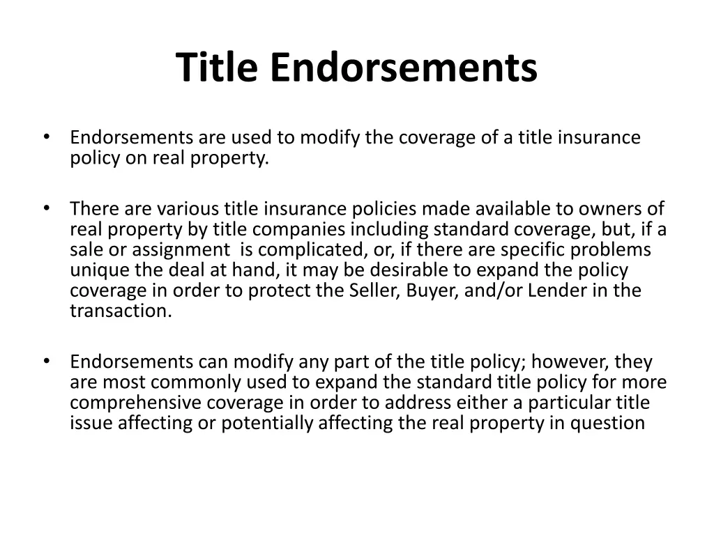 title endorsements