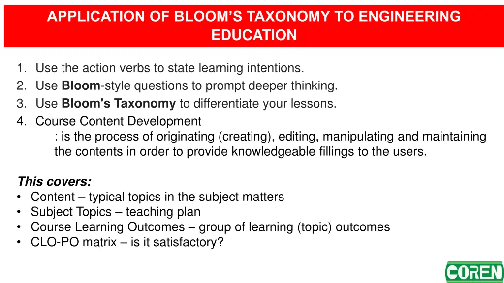 application of bloom s taxonomy to engineering 1