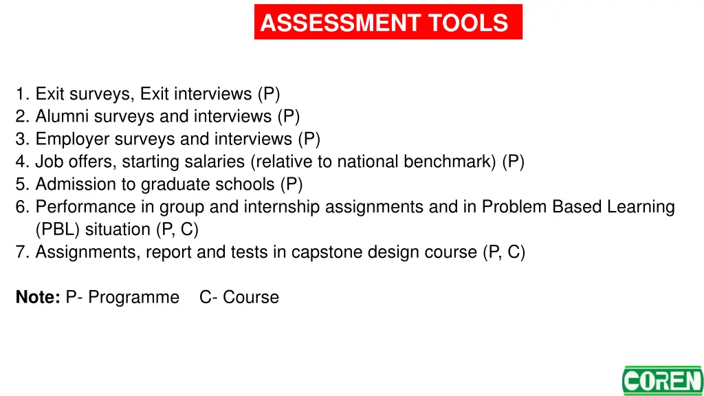 assessment tools