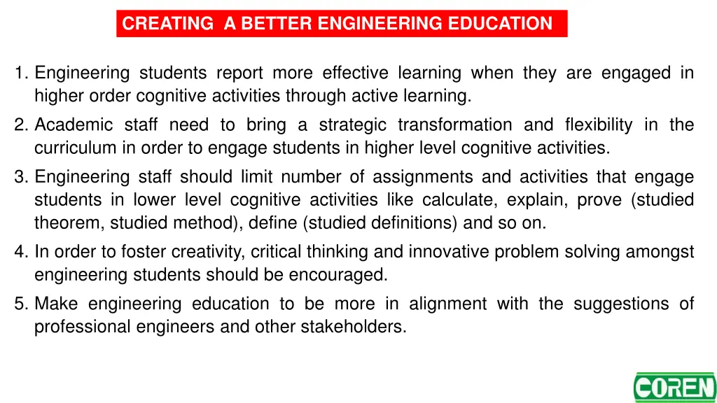 creating a better engineering education