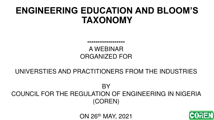 engineering education and bloom s taxonomy