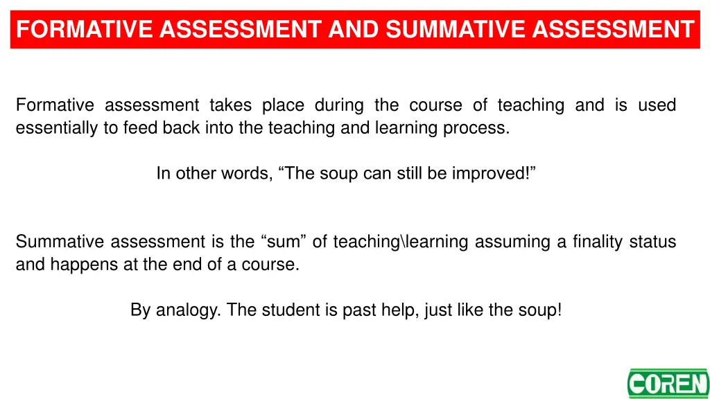 formative assessment and summative assessment